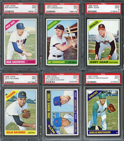 1966 Topps High Number Group of 20 Cards All Graded PSA MINT 9 (523-597)