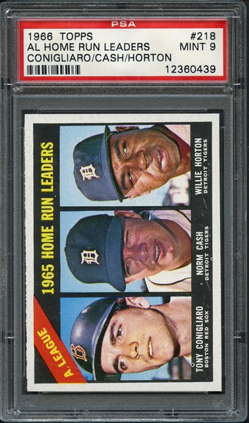 1966 Topps #218 AL Home Run Leaders Conigliaro/Cash/Horton PSA 9 MINT