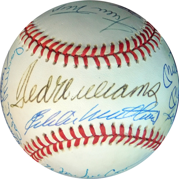 500 Home Run Club Multi-Signed OAL (Brown) Ball with (12) Signatures Featuring Mantle, Williams, Mays, Etc. PSA/DNA