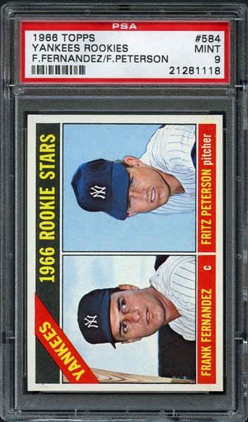 1966 Topps #584 Yankees Rookies F.Fernandez/F.Peterson PSA 9 MINT