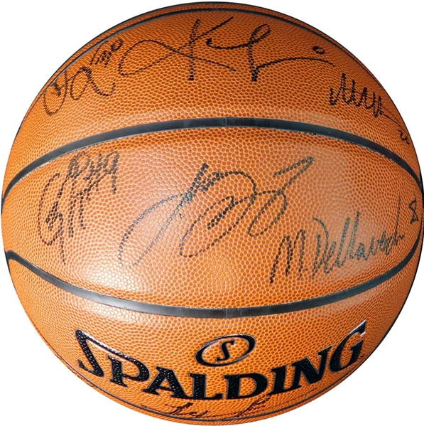 2015-16 Cleveland Cavaliers Team-Signed Basketball Featuring LeBron James with Team LOA