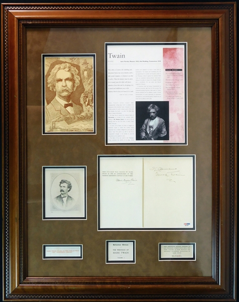Mark Twain/ Samuel Clemens and Albert Bigelow Paine Signed Fly Leaf Book Page- PSA/DNA And JSA