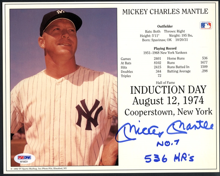Mickey Mantle Signed Hall of Fame Induction Day Photo PSA/DNA