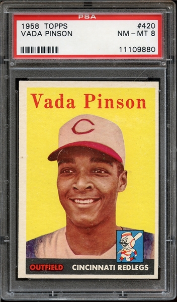 1958 Topps #420 Vada Pinson PSA 8 NM/MT