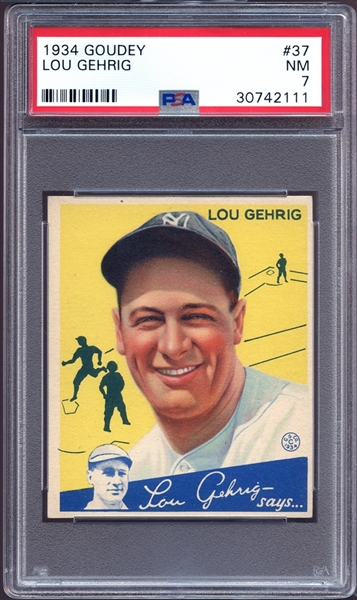 1934 Goudey #37 Lou Gehrig PSA 7 NM