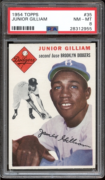 1954 Topps #35 Junior Gilliam PSA 8 NM/MT