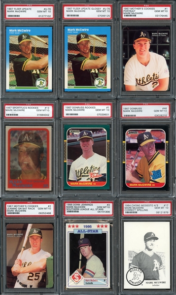 1987 Mark McGwire Rookie Card Lot of (14) Cards All PSA 10