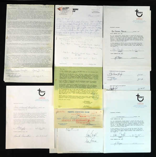 Exceptional Collection of Don Baylor Topps Contracts and Letters Including Topps Check From 1967