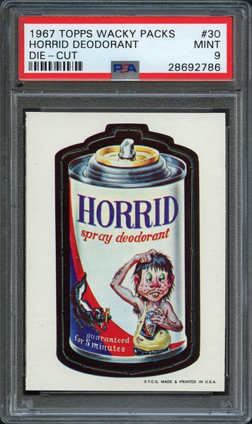 1967 Topps Wacky Packs #30 Horrid Deodorant Die-Cut PSA 9 MINT