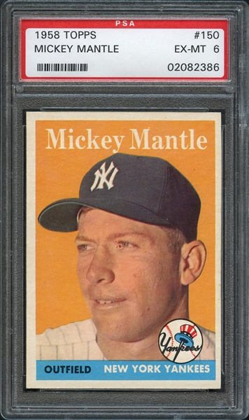 1958 Topps #150 Mickey Mantle PSA 6 EX-MT