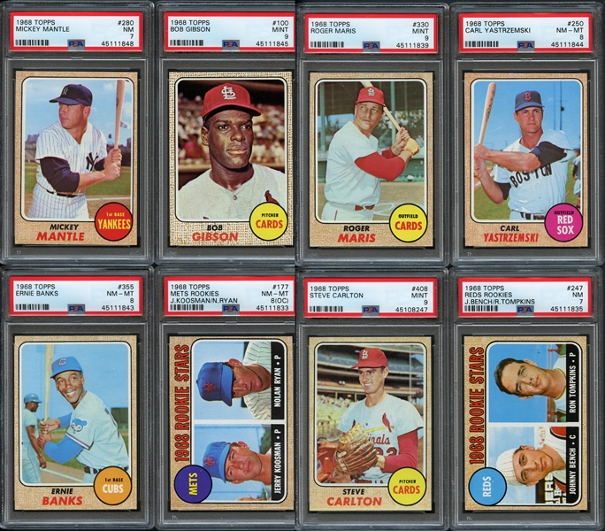 1968 Topps Exceptionally High Grade Set w/ PSA Graded - Mostly NM/MT or Better