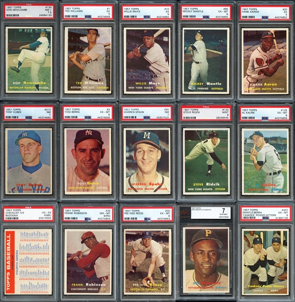 1957 Topps Baseball Complete Set w/ Graded & Checklists