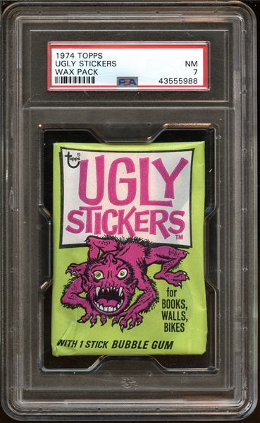 1974 Topps Ugly Stickers Unopened Wax Pack PSA 7 NM