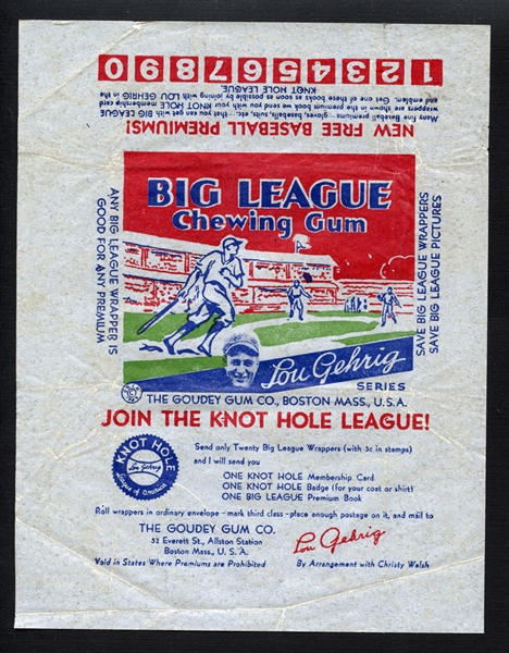1934 Goudey Baseball Card Wrapper