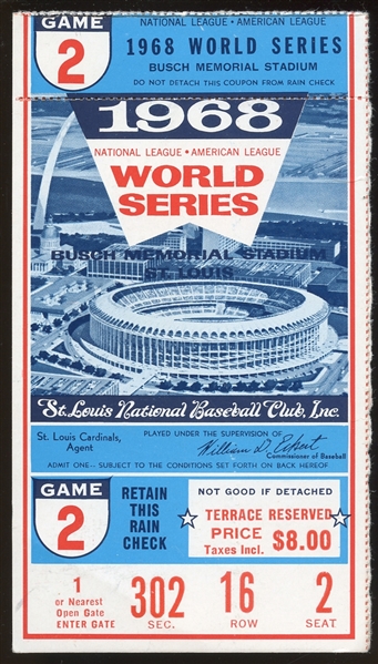 1968 World Series Game 2 Ticket Stub
