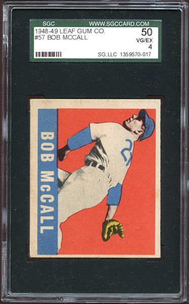 1948 Leaf #57 Bob McCall SGC 50 VG/EX 4