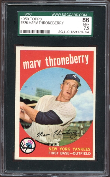 1959 Topps #326 Marv Throneberry SGC 86 NM+ 7.5