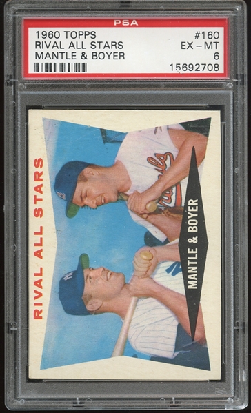 1960 Topps #160 Mickey Mantle Ken Boyer Rival All Star Rivals PSA 6 EX-MT