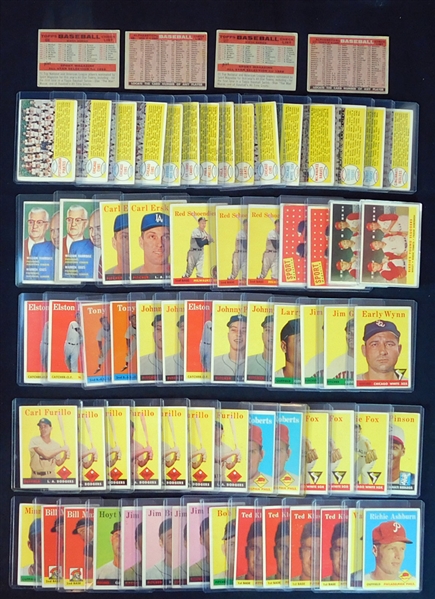 1958 Topps Baseball Group of (75) Mostly Star Cards with (2) Numerical Team Variations