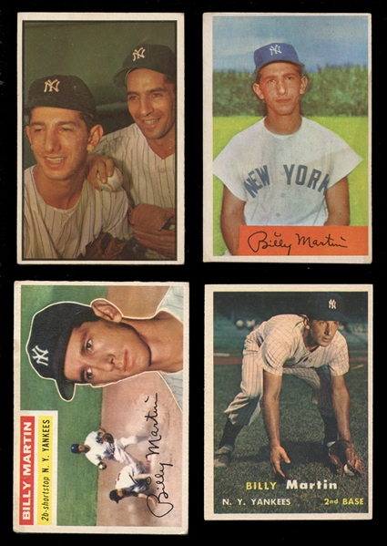 1950s Topps and Bowman (4) Card Group of Billy Martin