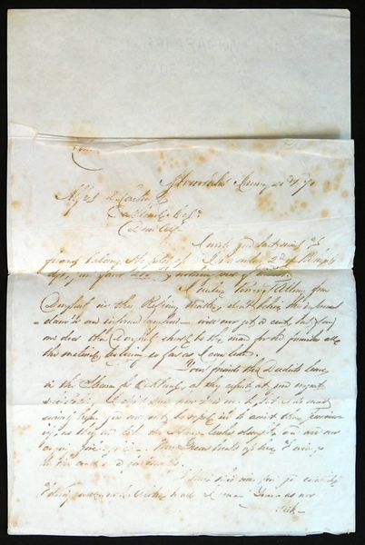 Alexander Cartwright Signed Handwritten Letter with 1865 Wells Fargo Telegram