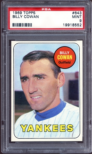 1969 Topps #643 Billy Cowan PSA 9 MINT