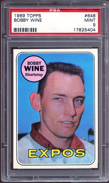 1969 Topps #648 Bobby Wine PSA 9 MINT