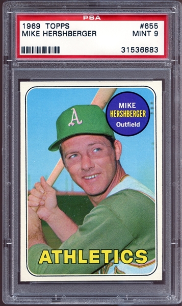 1969 Topps #655 Mike Hershberger PSA 9 MINT