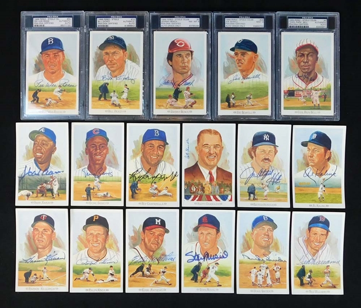1989 Perez-Steele Celebration Complete Set with (34) Autographed with Display and Storage Case