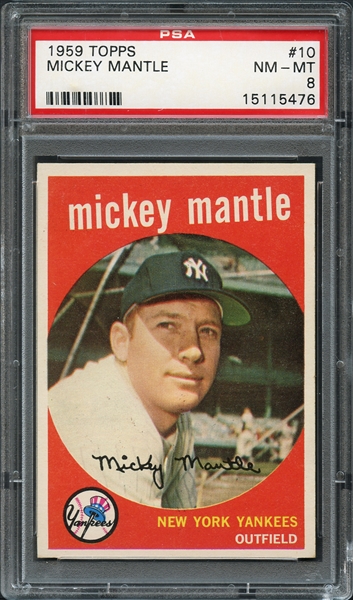 1959 Topps #10 Mickey Mantle PSA 8 NM-MT