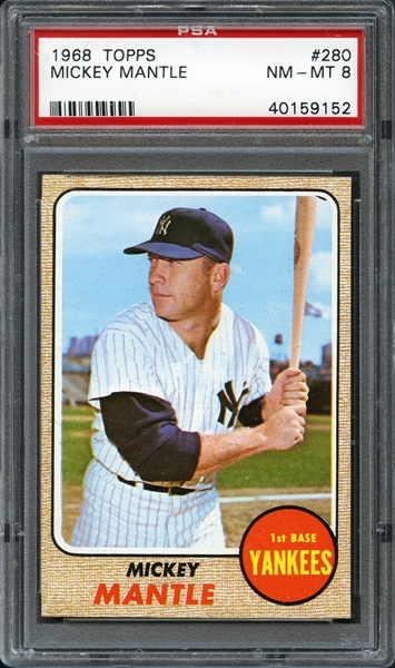 1968 Topps #280 Mickey Mantle PSA 8 NM-MT