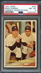 1957 Topps #407 Mantle/Berra Yankees Power Hitters PSA 8 NM-MT