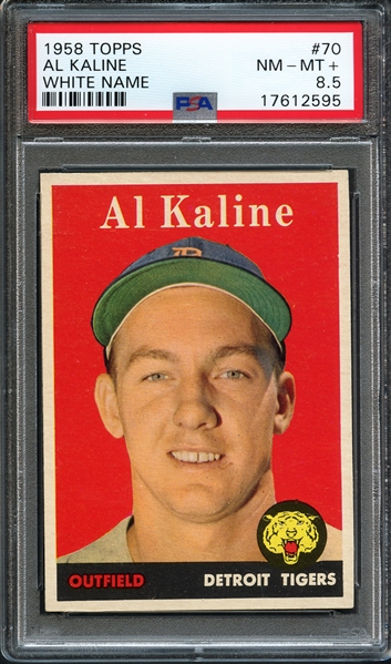 1958 Topps #70 Al Kaline White Name PSA 8.5 NM-MT+