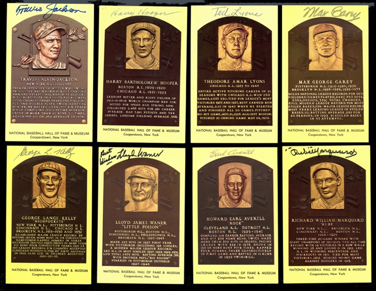 1964-Date Yellow Hall of Fame Plaques Autographed Group of (8)