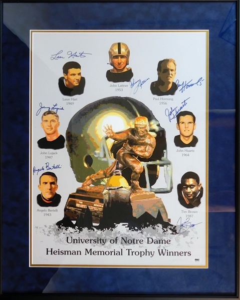 University of Notre Dame Heisman Trophy Winners Multi-Signed Poster with (7) Signatures SGC