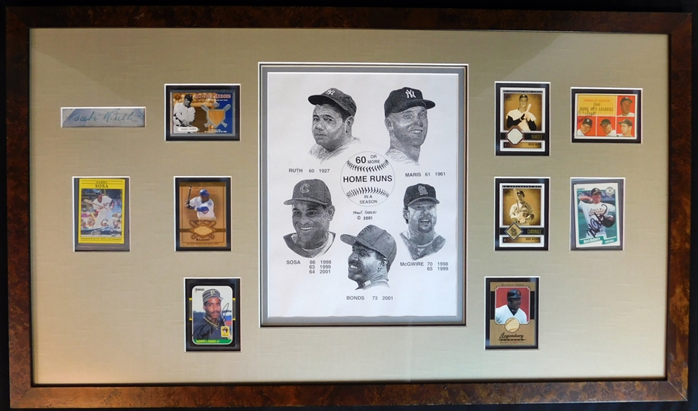 60 Home Run Club Multi-Signed Display Featuring Babe Ruth PSA/DNA