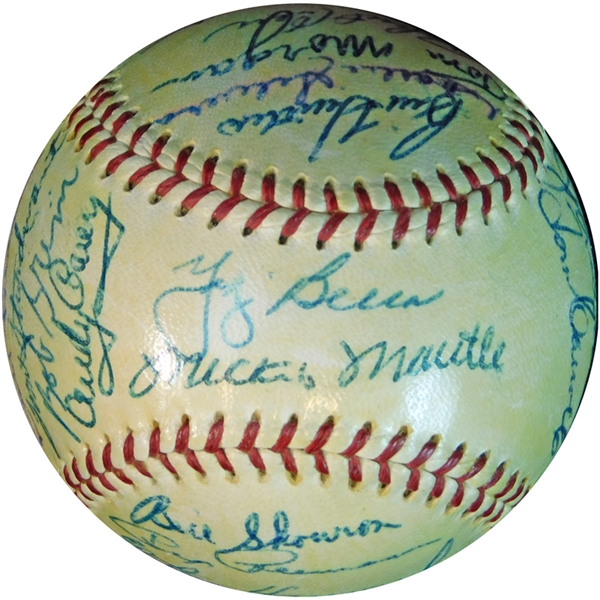1956 World Champion New York Yankees Team-Signed OAL (Harridge) Ball PSA/DNA