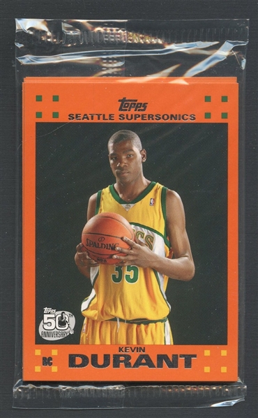 2007-08 Topps Retail Exclusive Orange Unopened Cello Pack with Kevin Durant 