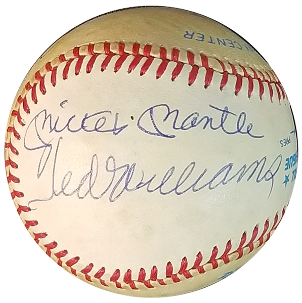 Mickey Mantle, Ted Williams and Joe DiMaggio Signed OAL (Brown) Ball BAS
