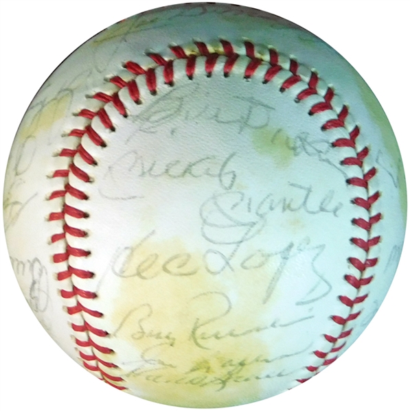 New York Yankees Old Timers Reunion Multi-Signed OAL (MacPhail) Ball with (21) Signatures Featuring Mantle, DiMaggio, Maris, Ford, Dickey, Etc.
