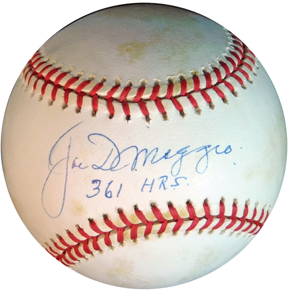 Joe DiMaggio Signed and Inscribed "361 HRs" OAL (Budig) Ball PSA/DNA and BAS