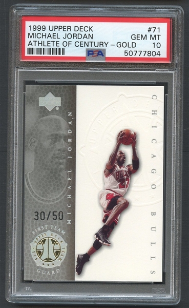 1999 Upper Deck #71 Michael Jordan Athlete of the Century Gold PSA 10 GEM MT