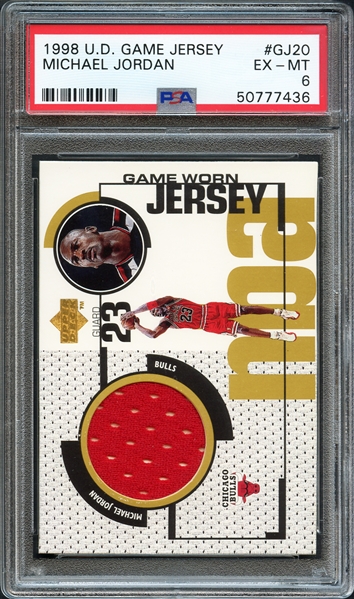 1998 U.D. Game Jersey #GJ20 Michael Jordan PSA 6 EX-MT
