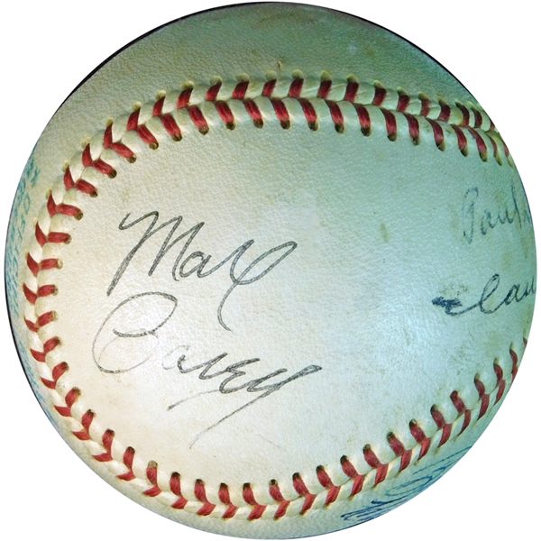Max Carey Signed OAL (Cronin) Baseball That Can Be Displayed as a Single GAI