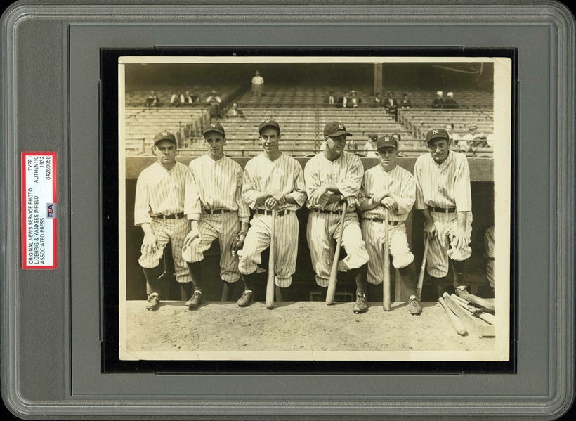 1932 New York Yankees Infield Type I Original Photograph Featuring Gehrig, Lazzeri, Etc. PSA/DNA