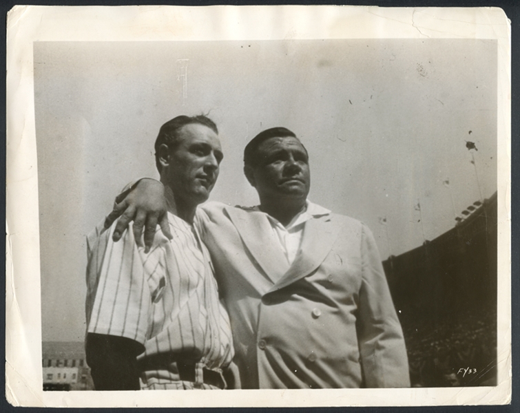 Babe Ruth and Lou Gehrig on Gehrigs Retirement Day Type III Original Photograph PSA/DNA