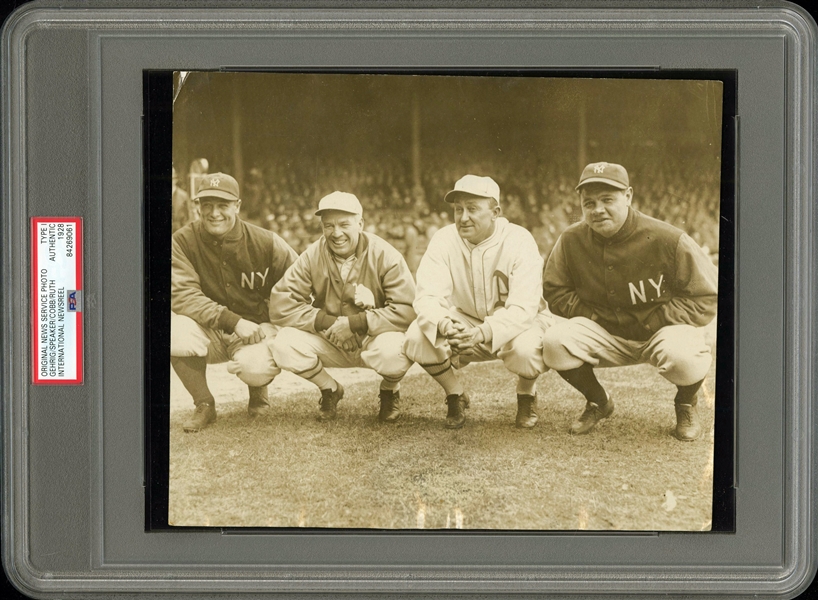 1928 Image of Four of the Greatest Hitters of All Time-Ruth, Gehrig, Cobb, Speaker Type I Original Photograph PSA/DNA