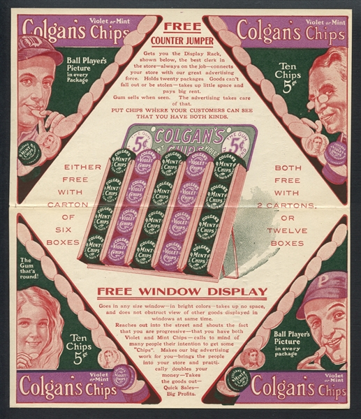 1909-11 E254 Colgans Chips Advertising Flyer Featuring Cobb and Wagner with Original Mailing Envelope