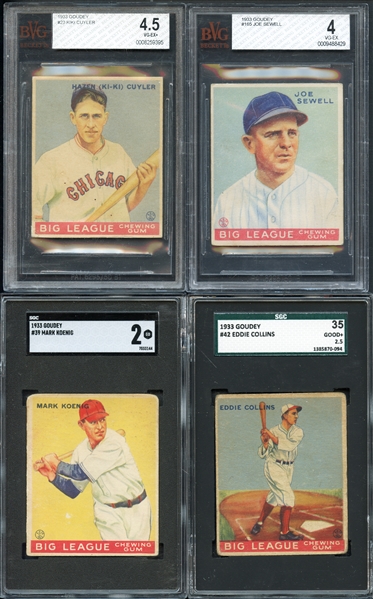 1933 Goudey Lot of (15) Graded Cards Includes HOFers