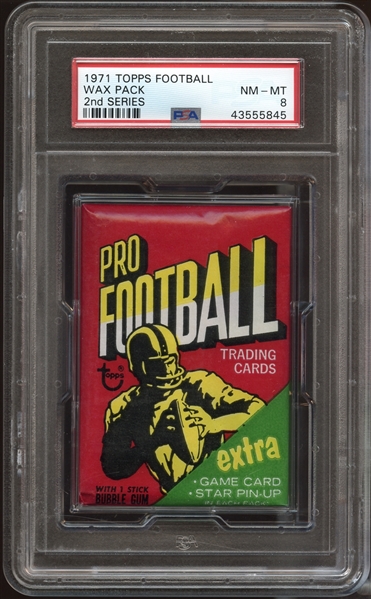 1971 Topps Football 2nd Series Unopened Wax Pack PSA 8 NM/MT 